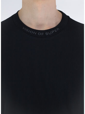 T-SHIRT WITH GREY FLAMES, BLACK, small
