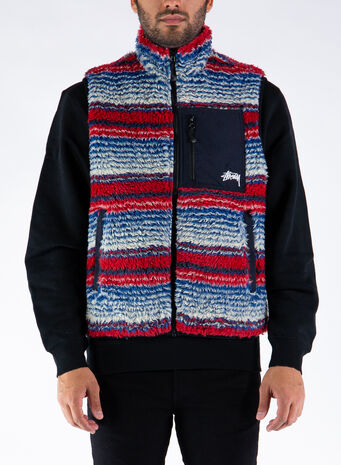 SMANICATO STRIPED SHERPA VEST, MULTI, small