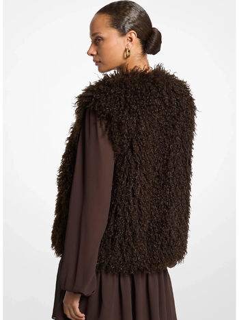 GIUBBOTTO CURLY LONG FAUX SHEARLING, 201 CHOCOLATE, small