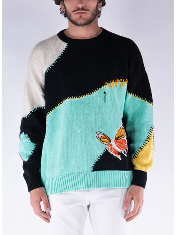 MAGLIONE A GIROCOLLO BUTTERFLY INTARSIA, , small