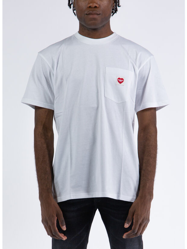 T-SHIRT S/S POCKET HEART, 02XX WHITE, large
