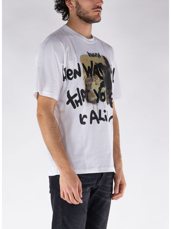 T-SHIRT A MANICHE CORTE CON STAMPA, BIANCO, small