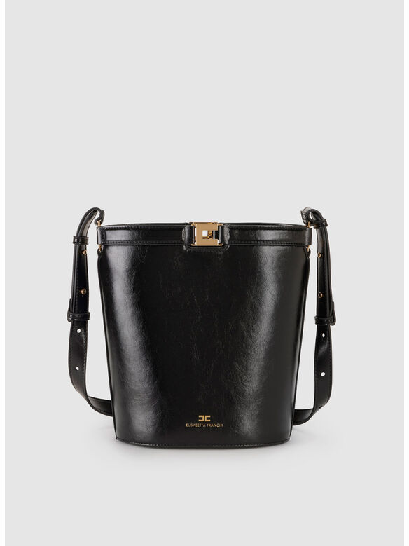 BORSA A SECCHIELLO EFFETTO NAPLAK, 110 NERO, medium