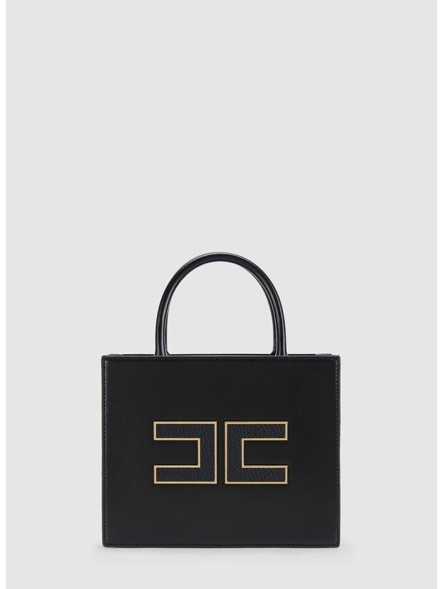BORSA TOTE PICCOLA CON LOGO, 110 NERO, large