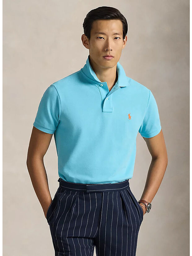 POLO IN PIQU&Eacute; SLIM-FIT, PERFECT TURQUOISE/C2240, large