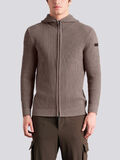 MAGLIONE CON CAPPUCCIO ZIP, 84 SABBIA, thumb