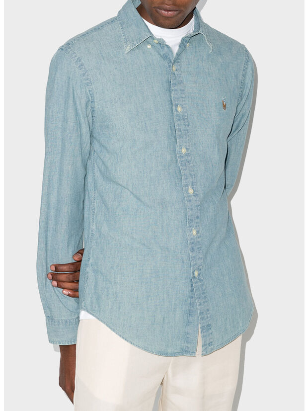 CAMICIA IN DENIM CHAMBRAY, CHAMBRAY, large