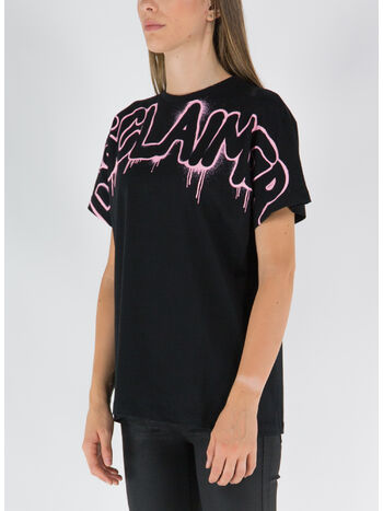 T-SHIRT CON STAMPA, NERO-STAMPA ROSA, small