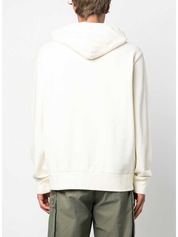 FELPA HOODIE CON LOGO RICAMATO, CLUBHOUSE CREAM, small