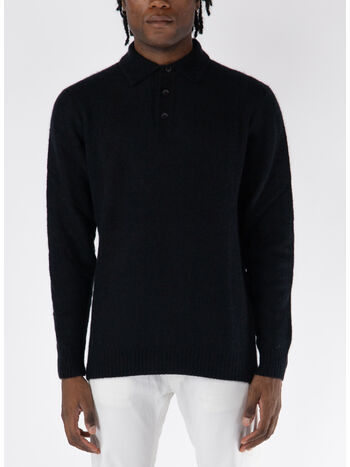 MAGLIONE CON COLLO A POLO, 990 NERO, small