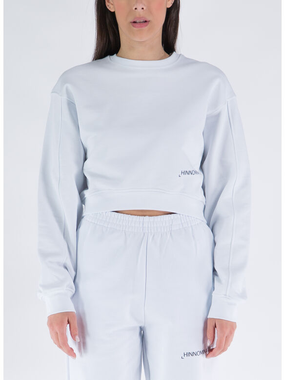 FELPA CROP CON LOGO, BIANCO, medium