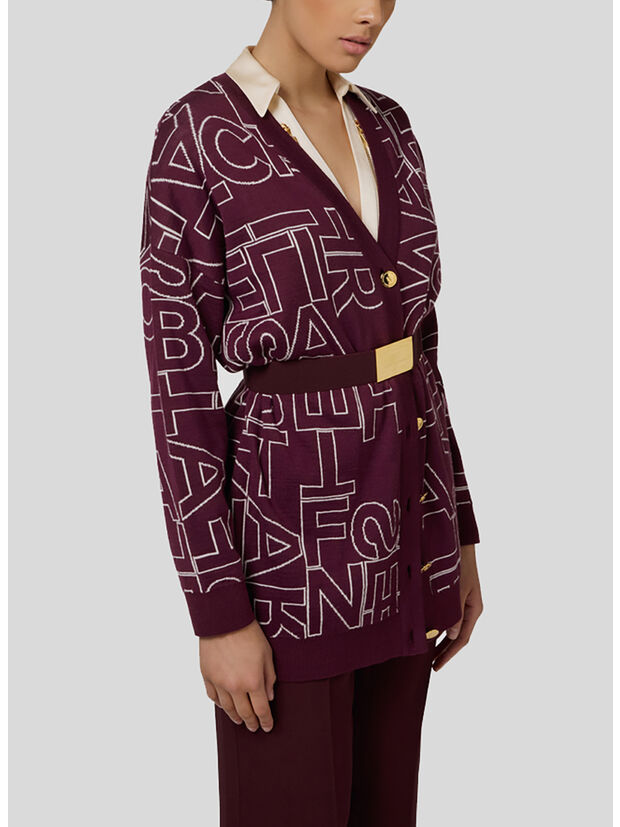 CARDIGAN CON LETTERING LOGO, CI8 ROUGE NOIR/BURRO, large