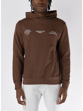 FELPA HOODIE CON STAMPA GRAFICA, MARRONE, small