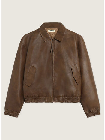 GIACCA BIKER IN PELLE SINTETICA WBBAO, DARK BROWN, small