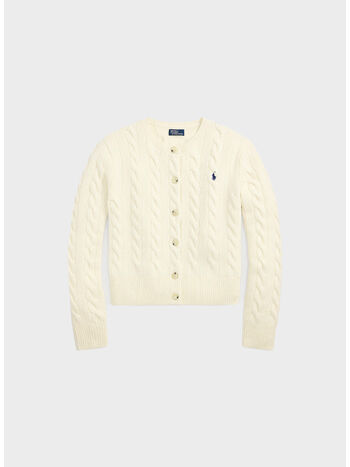 CARDIGAN A TRECCE IN LANA E CASHMERE, AUTHENTIC CREAM, small