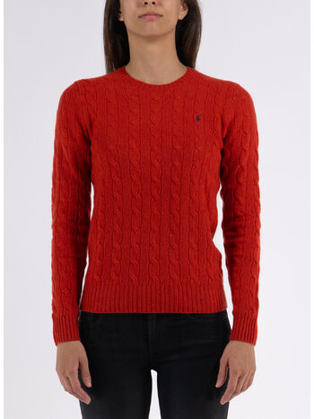 MAGLIONE TRECCIATO, FADED RED, small