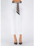 JEANS CINQUE TASCHE CON FOULARD, 360 AVORIO, thumb