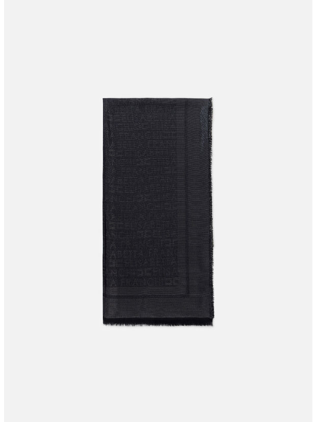 SCIARPA PASHMINA GRANDE IN LUREX JACQUARD, 110 NERO, large