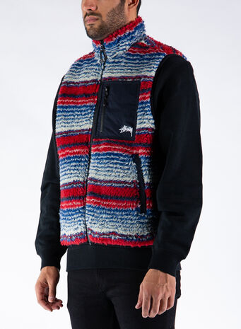 SMANICATO STRIPED SHERPA VEST, MULTI, small