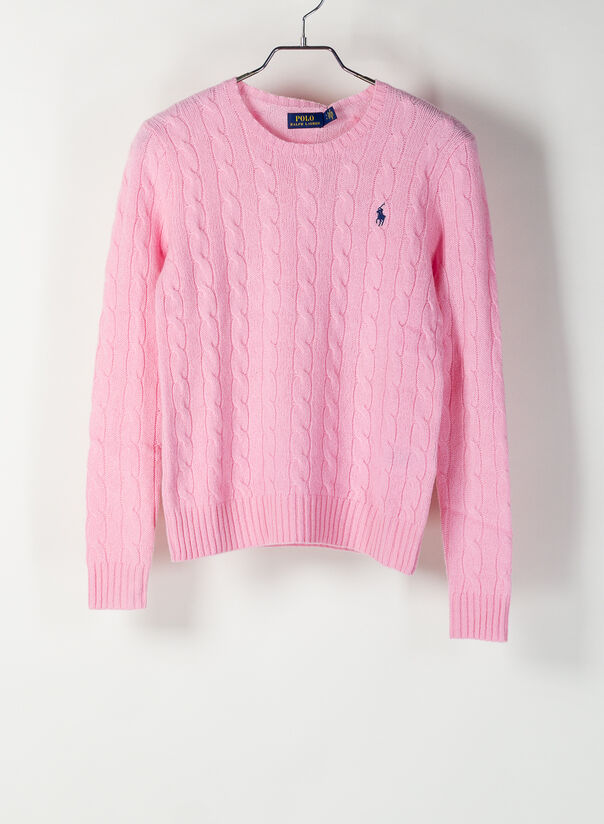 POLO RALPH LAUREN MAGLIONE GIROCOLLO TRECCIA Rosa Donna | Selecteur