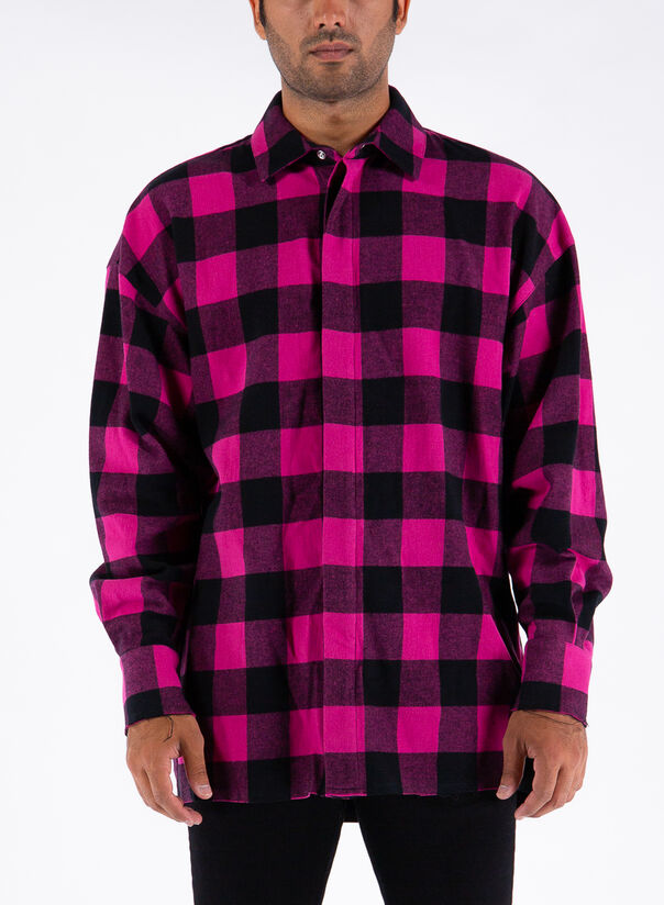 CAMICIA FLANNEL CURVED LOGO OVERSHIRT, 3205FUCHSIALI, large