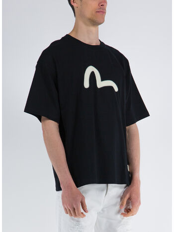 T-SHIRT GRAFFITI DARUMA FACE PRINTED SS TEE, BLACK BLACK, small