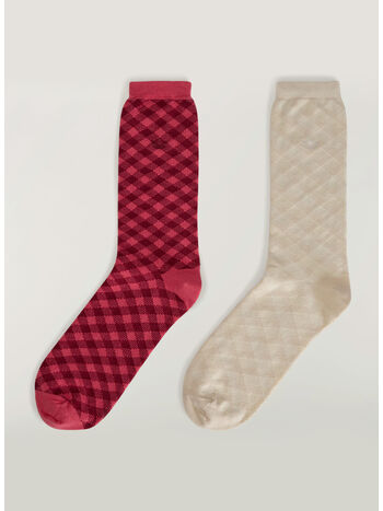 CALZINI CON MOTIVO A QUADRETTI WALES BONNER, CRAPNK/CBROWN, small