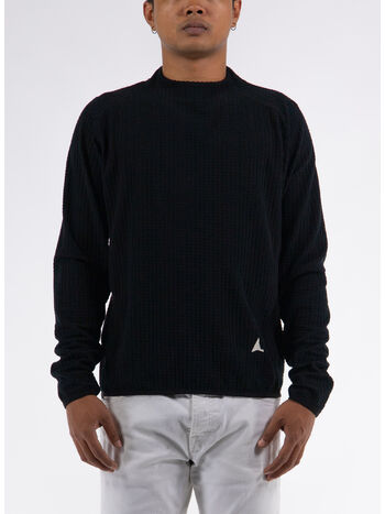 FELPA GRID MOCKNECK, BLK0001 BLACK, small