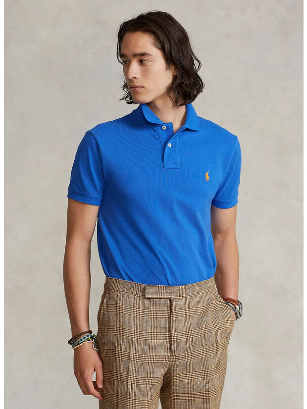 POLO IN PIQU&Eacute;, NEW IRIS BLUE, large