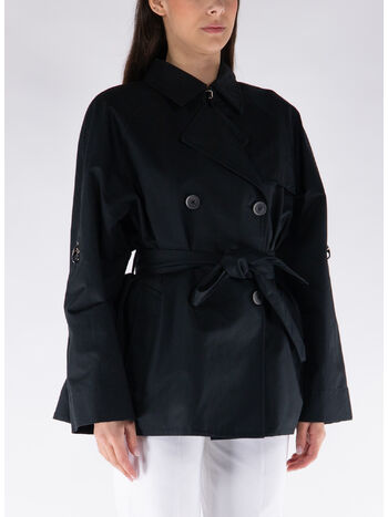 TRENCH CORTO CON GANCI, B999 NERO, small
