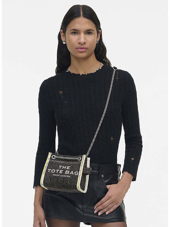BORSA MINI THE DENIM CHAIN TOTE, 965 BLACK WASH, small