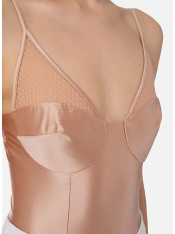 BODY IN LYCRA E TULLE, 181  CARNE, small