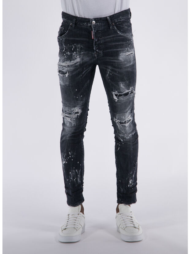 JEANS SUPER SLIM PATCH BLACK DENIM, , large