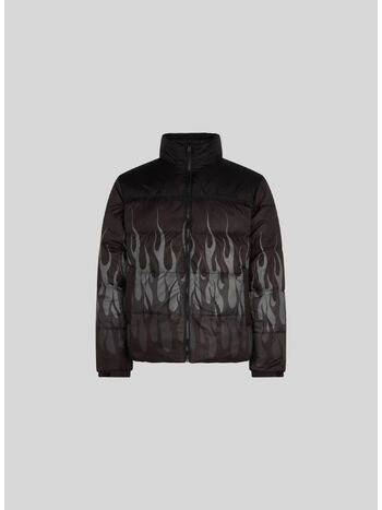 GIUBBOTTO PUFFY WITH BLACK FLAMES, BLACK, small