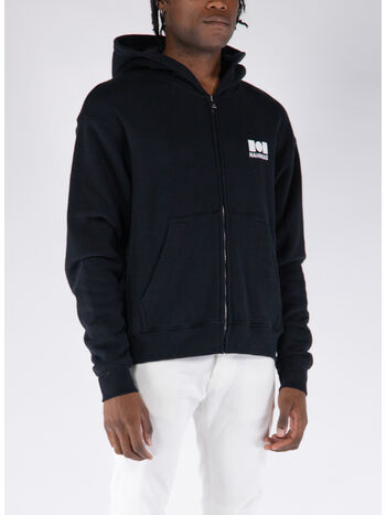 FELPA FULL ZIP CON LOGO, 001 BLACK, small