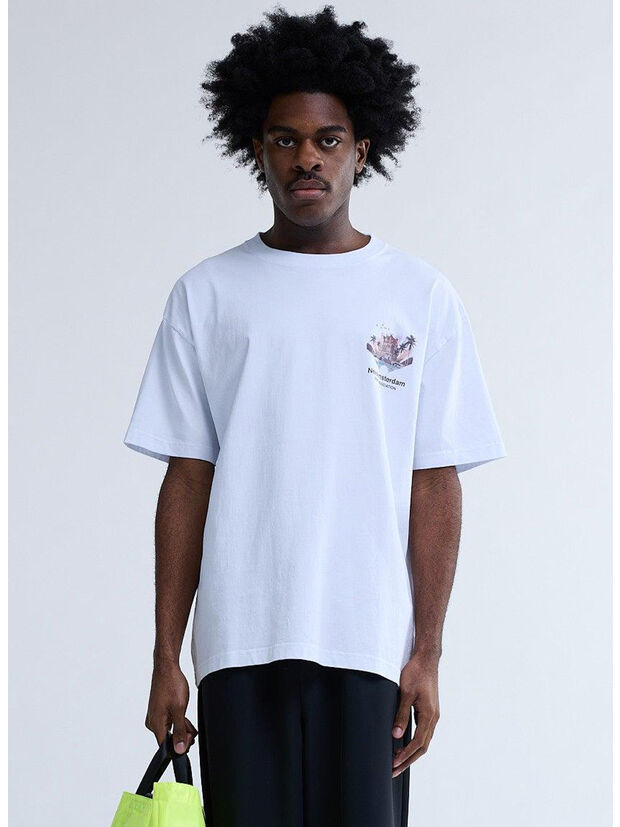 T-SHIRT TROPICAL, WHITE, large
