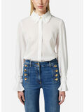 CAMICIA IN GEORGETTE CON RICAMI FLOREALI, 360 AVORIO, thumb
