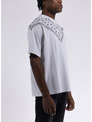 T-SHIRT PAISLEY PRINT, 0110 WHITE BLACK, small