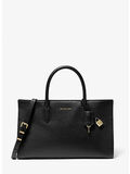 BORSA A MANO SCARLETT MEDIA IN PELLE, 001 BLACK, thumb