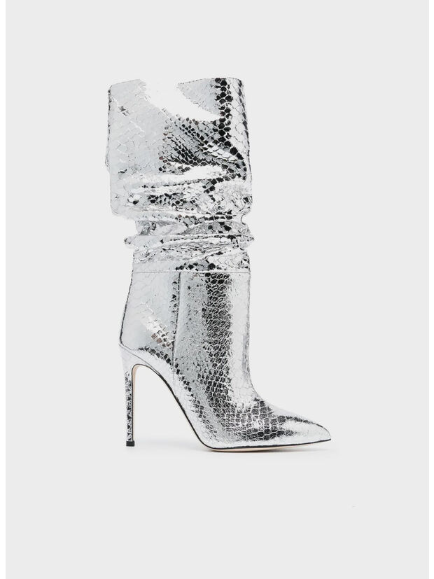 STIVALE CON TACCO STILETTO SLOUCHY BOOT, SILVER, large