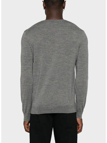 MAGLIONE GIROCOLLO CON LOGO, FAWN GREY HEATHER, small