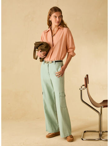 BLUSA IN VOILE DI COTONE, 001 SALMONE, small