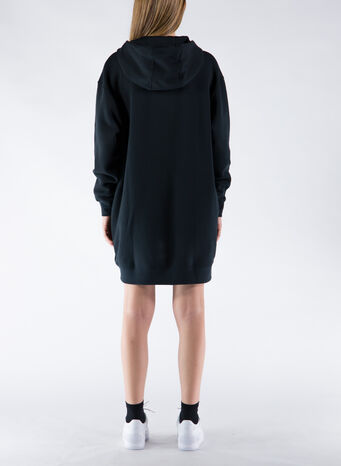 FELPA MAXI CON CAPPUCCIO, BLACK, small