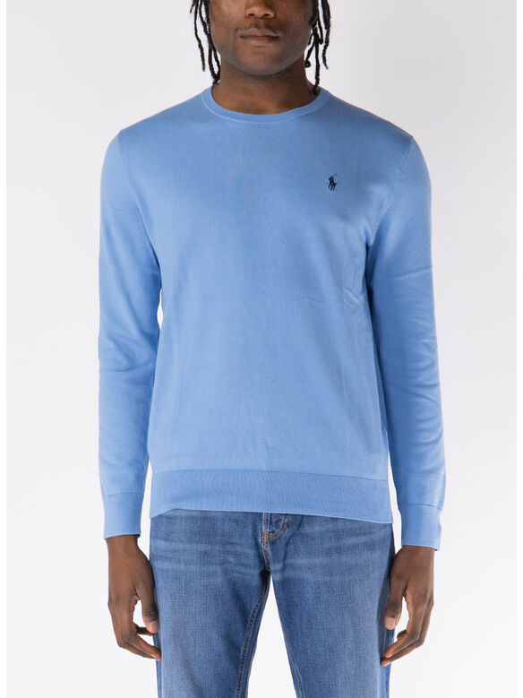 MAGLIONE GIROCOLLO CON LOGO, SKY BLUE, medium
