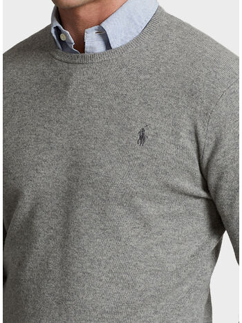 MAGLIONE GIROCOLLO, FAWN GREY HEATHER, small