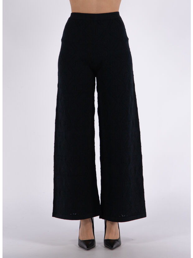 PANTALONE A PALAZZO IN PIZZO, 110 NERO, large