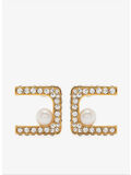 ORECCHINI CON STRASS E PERLE, 610 ORO, thumb