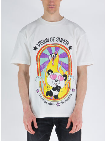 T-SHIRT WITH IN LOVE PANDY PRINT, OFF WHITE, small