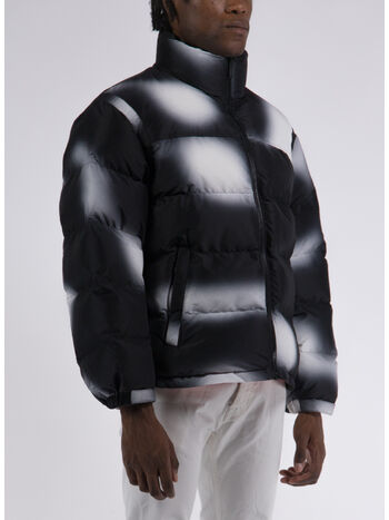 GIUBBOTTO EX-RAY AOP BLUR NYLON PUFFER, 0110 WHITE BLACK, small