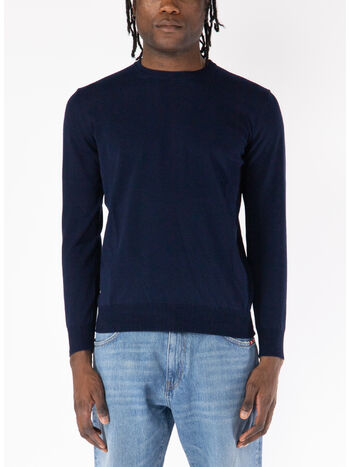 MAGLIONE GIROCOLLO RASATO, 38 BLU, small